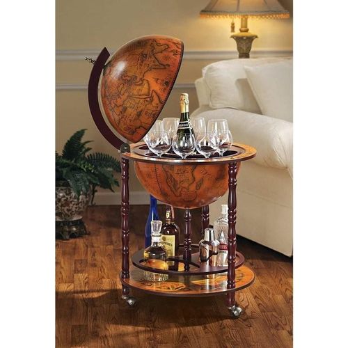 Globe Bar - Hausbar - Barwagen - Globe Bar Deko Stehtisch Globus - 56 x 56 x 98 cm 9,5 kg