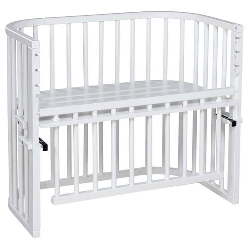 Babybay Beistellbett Maxi Comfort Plus , Weiß , Holz , Buche , 56.5x79x96 cm , Textiles Vertrauen - Oeko-Tex®, Oeko-Tex® Standard 100 , Lattenrost