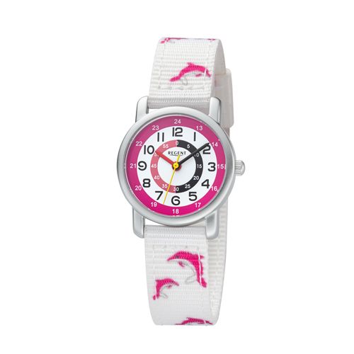 Quarzuhr REGENT, weiß (weiß, pink), Armbanduhren, Kinder, Armbanduhr, Kinderuhr, Mädchen, analog
