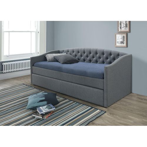 Einzelbett mit Zustellbett LOREN - 90x200 cm, grau