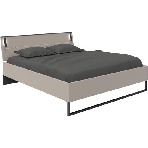 Futonbett WIMEX "Tilburg in verschiedenen Breiten erhältlich, inkl. LED Beleuchtung", schwarz (saharagrau, absetzung schwarz, saharagrau, absetzung schwarz, saharagrau, absetzung schwarz), B:168cm H:93cm L:210cm, Betten, Futonbett, Bett mit Metallkufe