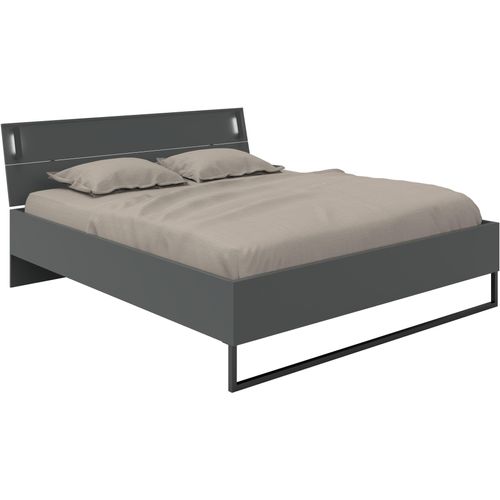 Futonbett WIMEX "Tilburg in verschiedenen Breiten erhältlich, inkl. LED Beleuchtung", schwarz (grafit, absetzung schwarz, grafit, absetzung schwarz, grafit, absetzung schwarz), B:188cm H:93cm L:210cm, Betten, Futonbett, Bett mit Metallkufe