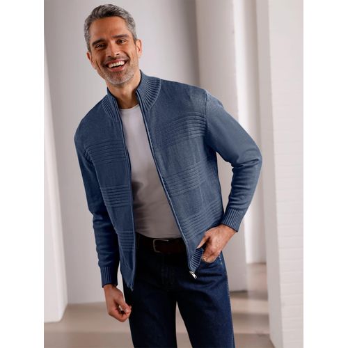 Strickjacke CLASSIC, Herren, Gr. 58, blau (rauchblau), 50% Baumwolle, 50% Polyacryl, gemustert, unifarben, Strickjacken