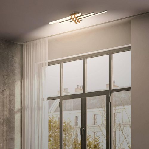 LED-Deckenlampe Tinka, holzfarben/schwarz, Länge 78 cm