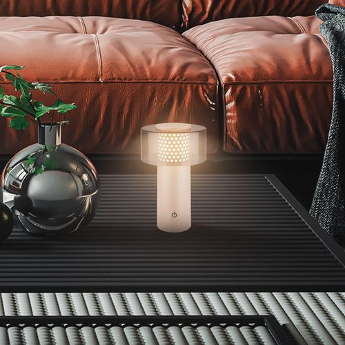 LED-Akkulampe Brilo unplugged Gila, anthrazit/beige 21 cm