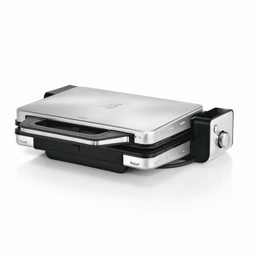 WMF Kontaktgrill Lono , Schwarz, Silber , Metall , 13.6x36.6x45 cm , herausnehmbare Fettauffangschale, Betriebskontrollleuchte, Grillplatten
