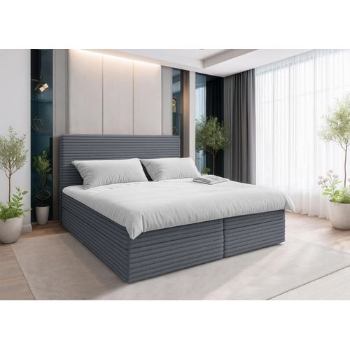 AX LIVING Grau Bett Sevdayla Boxspringbett mit Bettkasten 140x200 cm