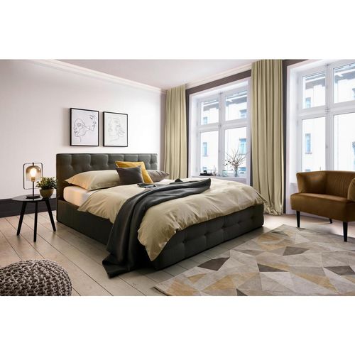 Carryhome Polsterbett , Dunkelgrau , Holz, Textil , 180x200 cm , FSC , Schlafzimmer, Betten, Polsterbetten