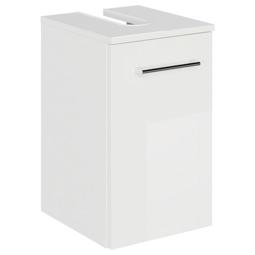 Sadena Waschbeckenunterschrank M-Plan , Weiß Hochglanz , Metall , 30x49.8x33.3 cm , Goldenes M, Made in Germany , hängend, Zusatzausstattung