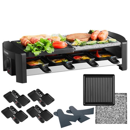 Steinborg Raclette Grill für 8 Personen m. kombinierter Grillfläche 1300W