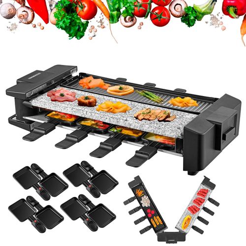 Steinborg Raclette Grill für 8 Personen m. teilbarer Grillfläche 1500W