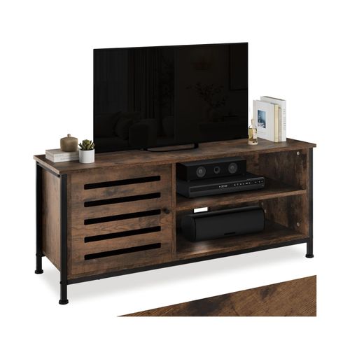 tectake® TV-Board, Industrial Style, 2 offene Fächer, Staufach mit Magnettür, 2 Kabelaussparungen, 110 x 41,5 x 50,5 cm
