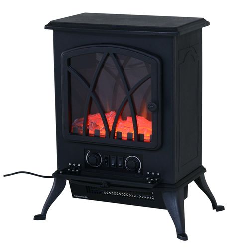 HOMCOM LED Elektrokamin Metall, Kunststoff und Sicherheitsglas