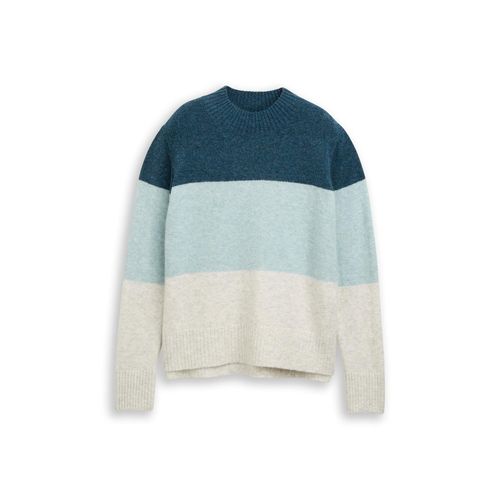 TOM TAILOR DENIM Damen Strickpullover mit Colour Blocking, blau, Colour Blocking, Gr. XS