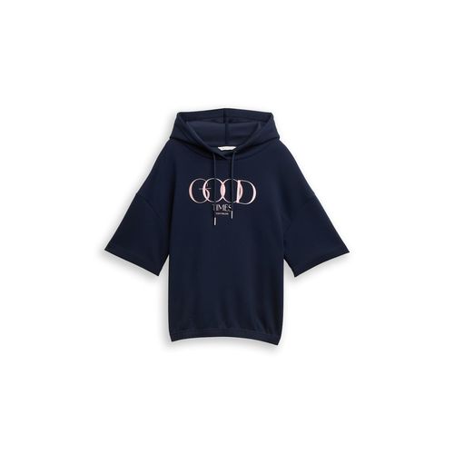 TOM TAILOR Damen Hoodie Sweatshirt aus Scuba, blau, Uni, Gr. XXL