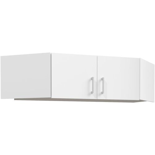 Schrankaufsatz FORTE, weiß, B:165,2cm H:38,1cm T:54,2cm, Möbelaufsätze, Schrankaufsatz, großer Eckschrankaufsatz, 2 Türen, optimale Raumnutzung