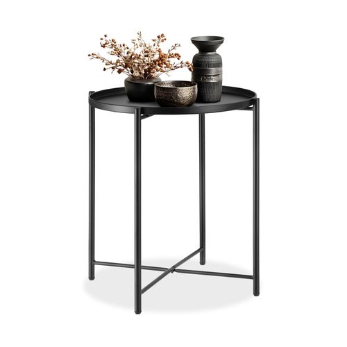 tectake® Beistelltisch, Stahl, filigranes Gestell, 45,5 x 45,5 x 53 cm