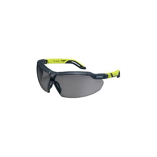 Schutzbrille Uvex i-5, ergonomisch, Augen- und Seitenschild, UV-Filter, verstellbarer Bügel, metallfrei, Kunstsoff, anthrazit-gelb