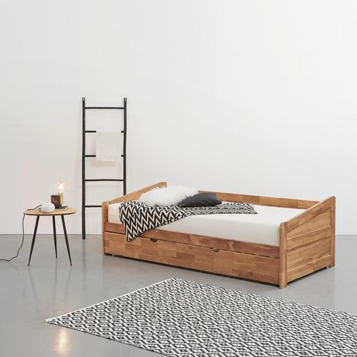Livetastic Ausziehbett , Eiche , Holz , Wildeiche , massiv , Höhe ca. 13 cm , 90x200 cm , Kinder- & Jugendzimmer, Kindermöbel, Kinderbetten,