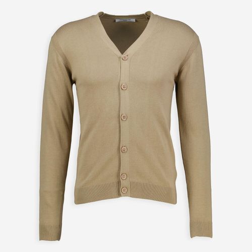 Beigefarbene Strickjacke mit V-Ausschnitt Image