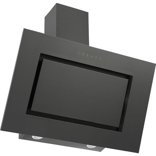 Dunstabzugshaube 90 cm kopffreie Schräghaube Umluft LED Blacksteel Respekta