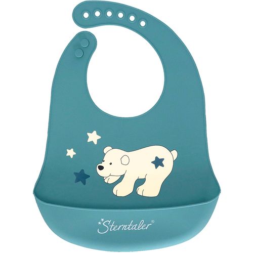 Lätzchen STERNTALER "Silikonlätzchen, Eisbär Elia", Baby, blau (blau, weiß), Silikon, Lätzchen