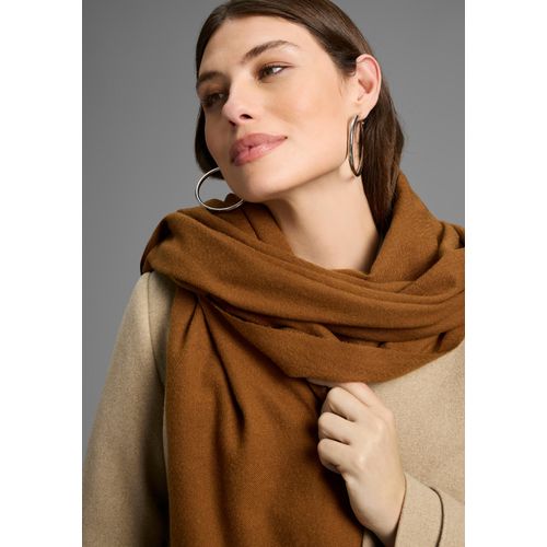 Schal LAURA SCOTT, Damen, wiskey, Web, Obermaterial: 100% Polyester, unifarben, Modetücher, mit modischen Fransen in klassischen Unifarben - NEW