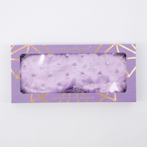 Lila Schlafmaske aus aus Seide mit Kristallen
