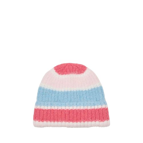 TOM TAILOR Damen Beanie Mütze mit Streifenmuster, rosa, Gestreift, Gr. ONESIZE