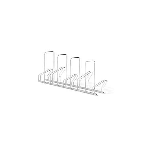 Fahrradständer Mottez, 2 Ebenen, für 5 Fahrräder mit Reifenbreite bis 55 mm, Diebstahlsicherungsbügel, B 480 x T 1930 x H 830 mm, Stahl, metallgrau