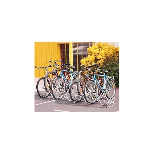 Fahrradständer Mottez, 2 Ebenen, für 9 Fahrräder mit Reifenbreite bis 55 mm, B 590 x T 2380 x H 370 mm, Stahl, metallgrau