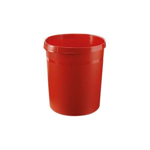 Papierkorb HAN GRIP, rund, Volumen 18 l, extra stabil, 2 Griffmulden, ohne Deckel, B 237 x T 312 x H 350 mm, Polypropylen, rot