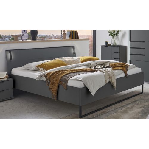 Futonbett WIMEX "Tilburg in verschiedenen Breiten erhältlich, inkl. LED Beleuchtung", schwarz (grafit, absetzung schwarz, grafit, absetzung schwarz, grafit, absetzung schwarz), B:148cm H:93cm L:210cm, Betten, Futonbett, Bett mit Metallkufe
