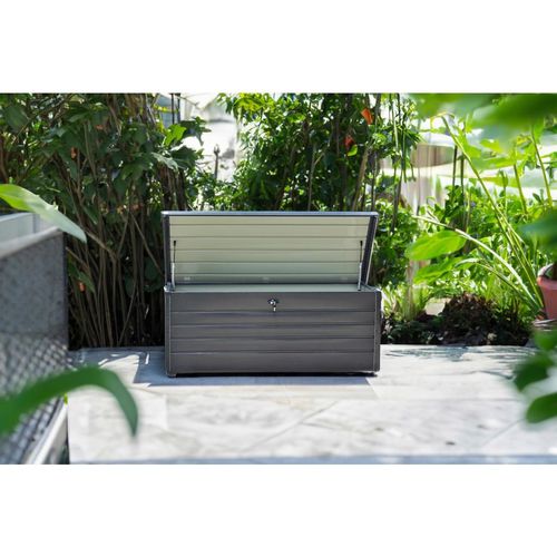 Kissenbox , Anthrazit , Metall , 1 Fächer , 165x70x62 cm , Deckel, absperrbar , Aufbewahrung & Schutzhüllen, Gartenboxen