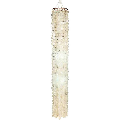 Näve Hängeleuchte 696123 Capiz , Weiß, Natur , Holz , Rattan , 200 cm , RoHS , Lampen & Leuchten, Innenbeleuchtung, Hängelampen, Esstischlampen