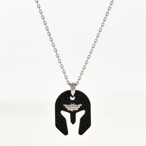 Silberfarbene Halskette mit Helm-Anhänger