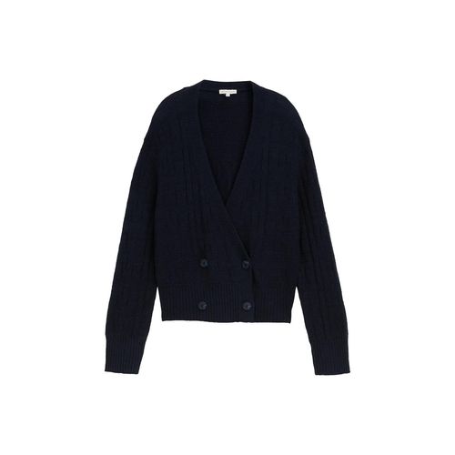 TOM TAILOR Damen Cardigan in Wickel-Optik, blau, Uni, Gr. M