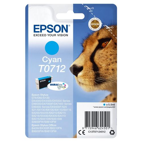 Original Epson Stylus SX 100 (C13T07124012 / T0712) Druckerpatrone Cyan