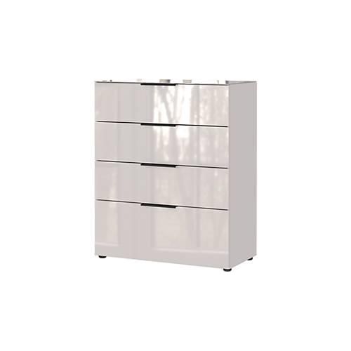 Kommode, mit 4 Schubladen, Glasfront- und auflage, B 830 x T 420 x H 1020 mm, Kaschmir