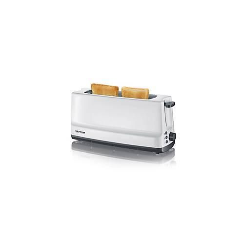 SEVERIN Automatik-Langschlitztoaster, 800 W, Brotscheibenzentrierung, Brötchen-Röstaufsatz, Defroster/Aufwärmen, grau/weiß, Kunststoff
