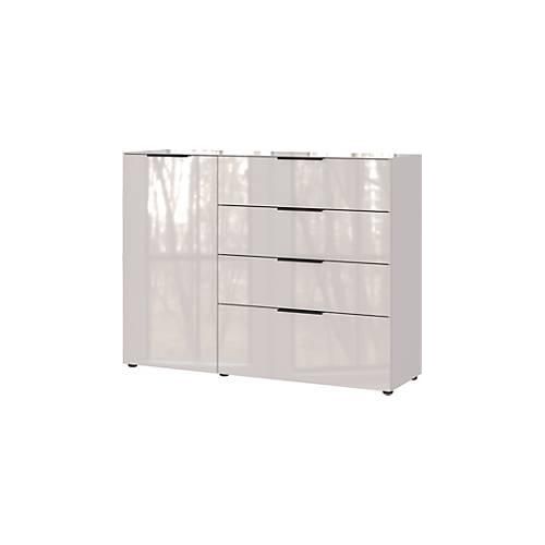 Sideboard, mit 4 Schubladen und 1 Tür, Glasfront- und auflage, B 1340 x T 420 x H 1020 mm, Kaschmir