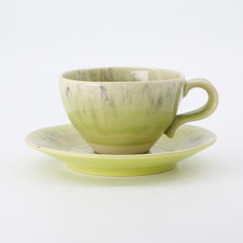Grüne Teetasse mit Untertasse 8x16cm
