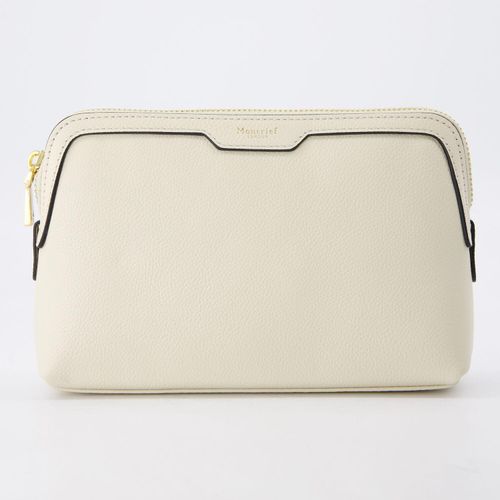 Beigefarbene Kosmetiktasche mit Logo