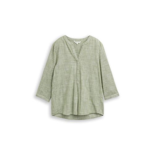 TOM TAILOR Damen Bluse aus Baumwolle, grün, Uni, Gr. 40