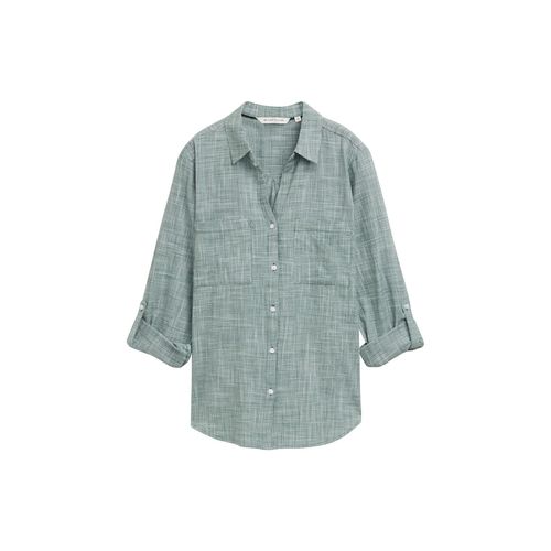 TOM TAILOR Damen Bluse mit Brusttaschen, grün, Uni, Gr. 38