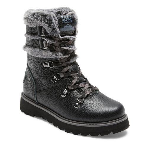 Winterboots ROXY "Brandi", Damen, Gr. 7(37), schwarz, Obermaterial: 84% Leder, 12% Chemiefaser-Textil, 4% Metall / Futter: 100% Chemiefaser-Textil / Außensohle: 100% Gummi, Schuhe Winterboots