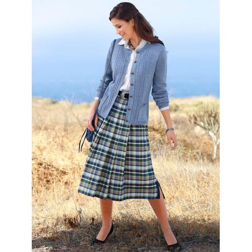 Strickjacke CLASSIC, Damen, Gr. 50, blau (bleu, meliert), 100% Polyacryl, meliert, unifarben, figurumspielend, Strickjacken