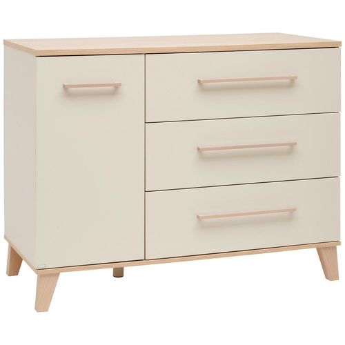 Paidi Wickelkommode Malio , Kirschbaum, Beige , Holzwerkstoff , 2 Fächer , 3 Schubladen , 123.5x94.9x55.6 cm , Blauer Engel, Goldenes M , Babymöbel,