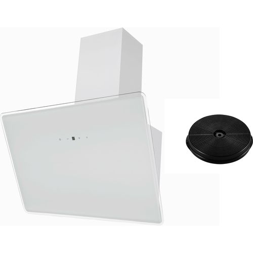 Dunstabzugshaube kopffreie Schräghaube 60 cm Umluftset Weiß LED Respekta