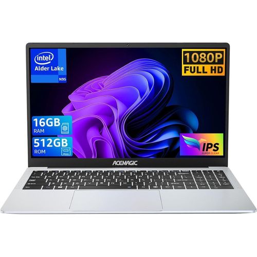 ACEMAGIC Laptop,Metallgehäuse, 15,6'' FHD,Leichter Laptop mit WiFi, BT5.0 Gaming-Notebook (39,60 cm/15,6 Zoll, Intel 95 N95, Intel UHD Graphics)